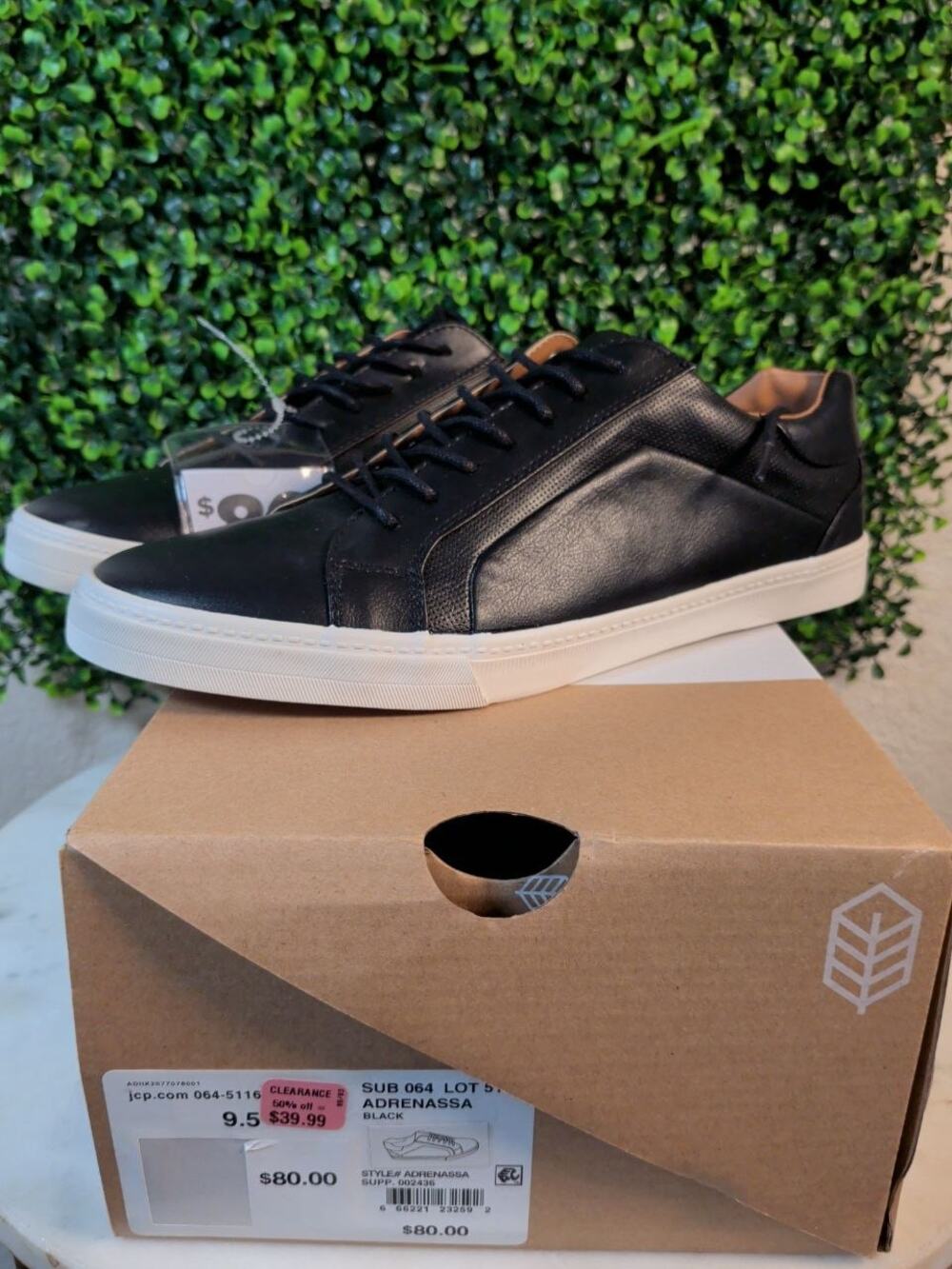 Call It Spring Adrenassa Black Leather Sneakers Men's Size 9.5 New w/ Box
